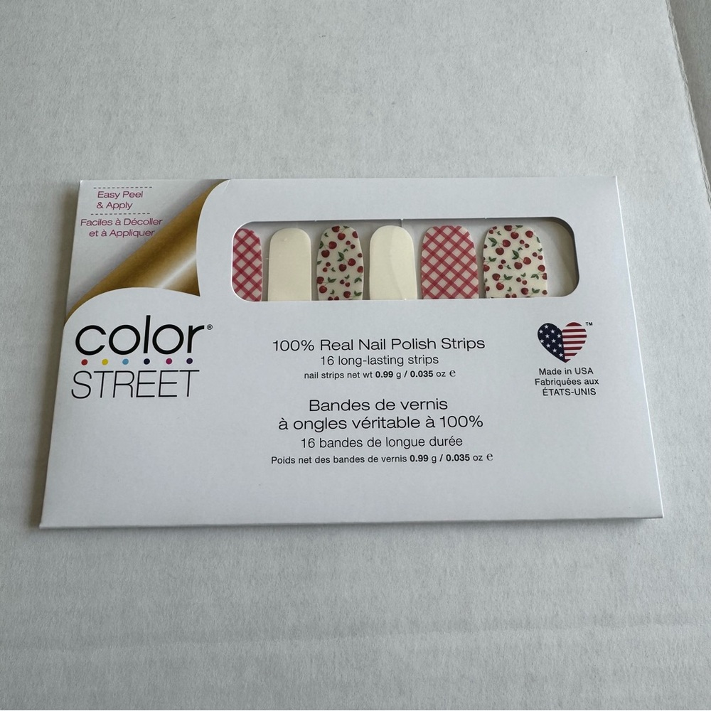 *Retired* Color Street: Cherry-Picked | White Red Gingham Spring Summer Girly - Picture 3 of 12